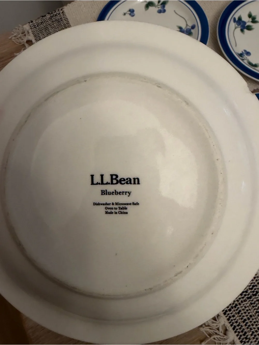 LL Bean Blueberry Salad Plates Set of 4 Stoneware 8.5” Inch
